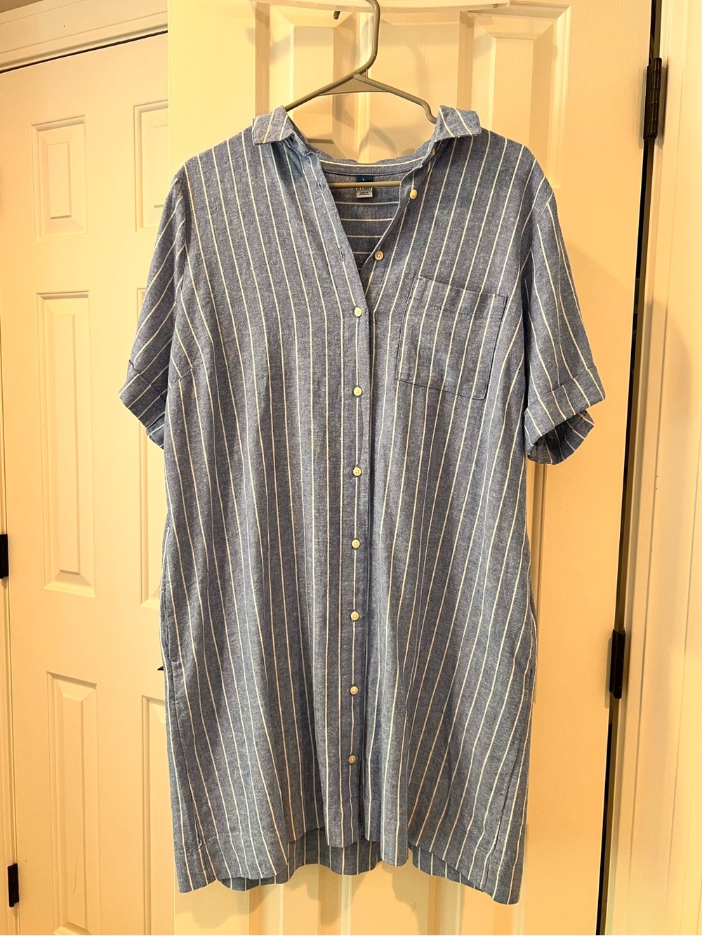 Striped Button-Front Shirt Dress